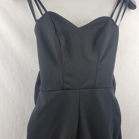 NWT black sweetheart large back bow wide leg jumpsuit size XS - Picture 3 of 4